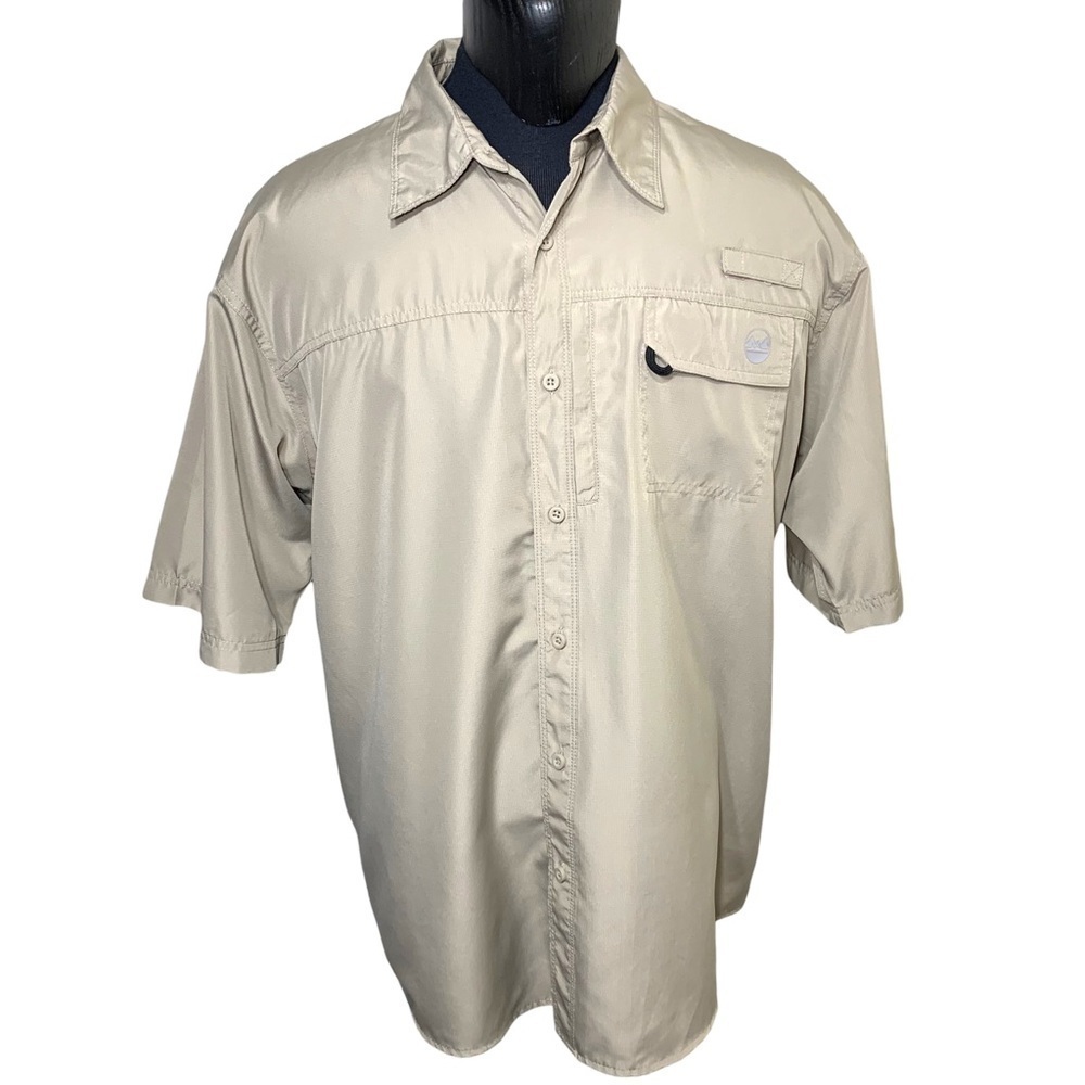 Wrangler Vintage Shirt Sz 2XL Beige Fishing Casual Button Down Short Sleeve Top